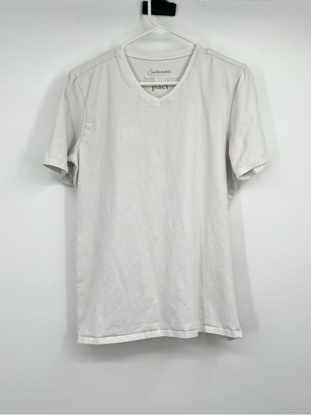 Pact Men's White V-Neck Short Sleeve Tee